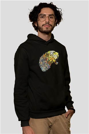 Çita Siyah Unisex Hoodie