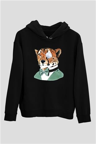 Çita Siyah Unisex Hoodie