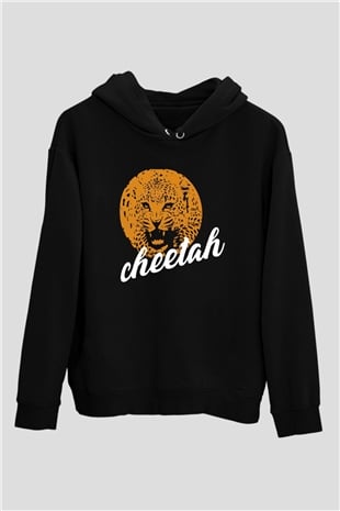 Çita Siyah Unisex Kapüşonlu Sweatshirt