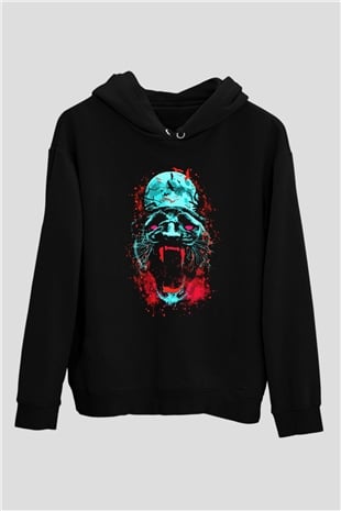 Çita Siyah Unisex Kapüşonlu Sweatshirt