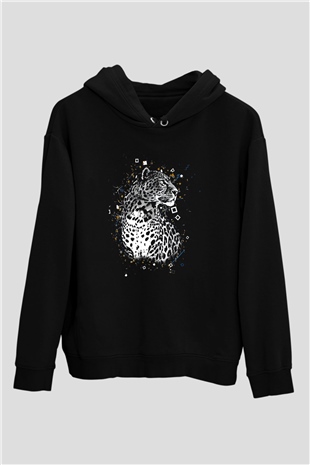 Çita Siyah Unisex Kapüşonlu Sweatshirt