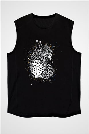 Çita Siyah Unisex Kolsuz Tişört