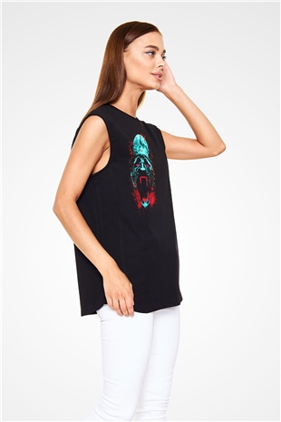 Çita Siyah Unisex Kolsuz Tişört