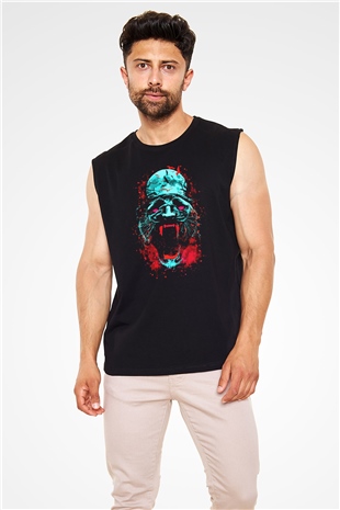 Çita Siyah Unisex Kolsuz Tişört