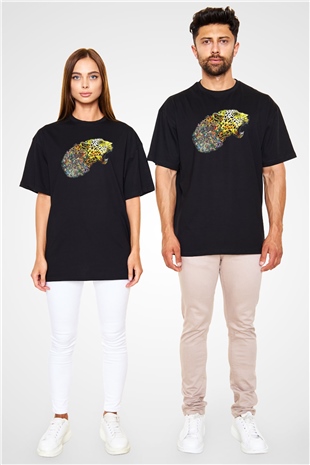 Çita Siyah Unisex Oversize Tişört T-Shirt