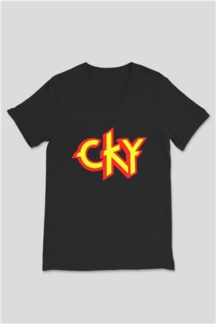 CKY Siyah Unisex V Yaka Tişört T-Shirt