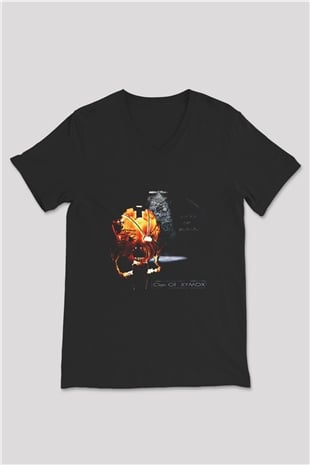 Clan of Xymox Baskılı Unisex Siyah V Yaka Tişört