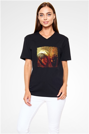 Clan of Xymox Baskılı Unisex Siyah V Yaka Tişört