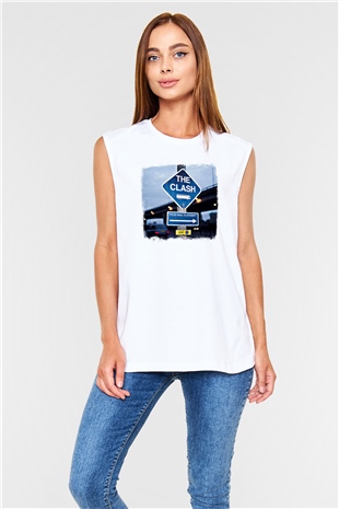 Clash (The) Baskılı Unisex Beyaz Kolsuz Tişört