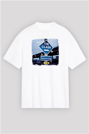 Clash (The) Baskılı Unisex Beyaz Oversize Tişört