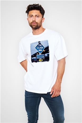 Clash (The) Baskılı Unisex Beyaz Oversize Tişört