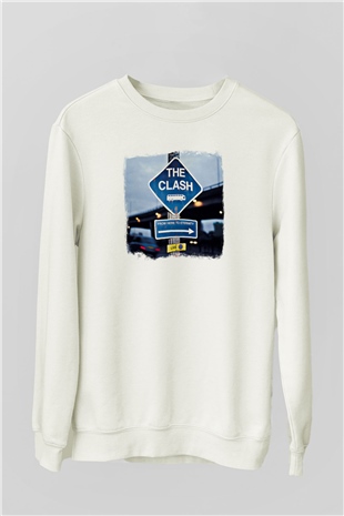 Clash (The) Baskılı Unisex Beyaz Sweatshirt
