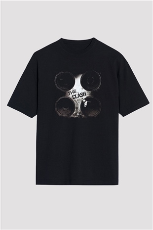 Clash (The) Baskılı Unisex Siyah Oversize Tişört