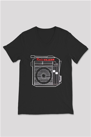 Clash (The) Baskılı Unisex Siyah V Yaka Tişört