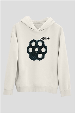 Clawfinger Baskılı Unisex Beyaz Hoodie