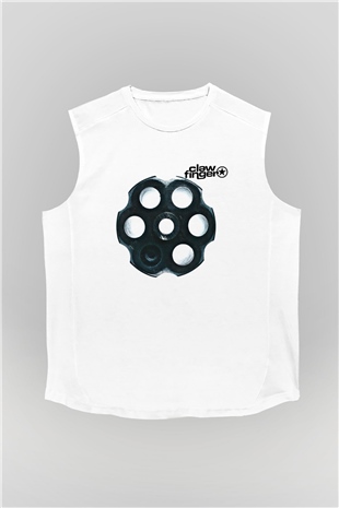 Clawfinger Baskılı Unisex Beyaz Kolsuz Tişört
