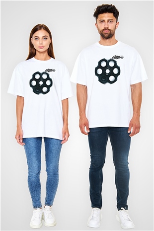 Clawfinger Baskılı Unisex Beyaz Oversize Tişört