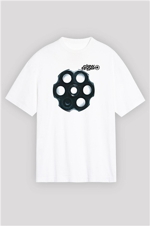 Clawfinger Baskılı Unisex Beyaz Oversize Tişört