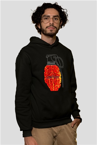 Clawfinger Baskılı Unisex Siyah Hoodie