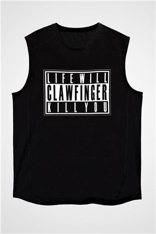 Clawfinger Baskılı Unisex Siyah Kolsuz Tişört