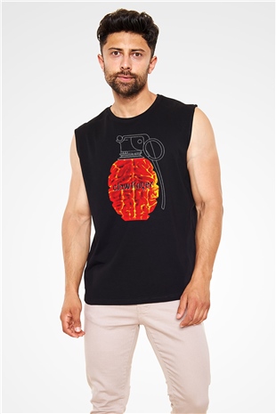 Clawfinger Baskılı Unisex Siyah Kolsuz Tişört
