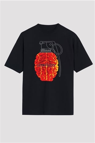 Clawfinger Baskılı Unisex Siyah Oversize Tişört