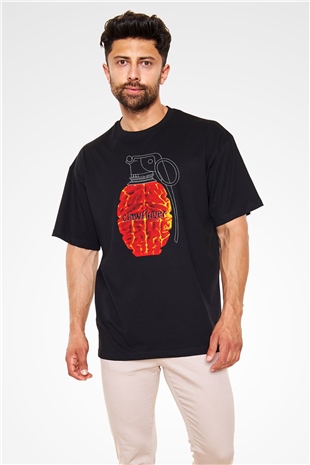 Clawfinger Baskılı Unisex Siyah Oversize Tişört