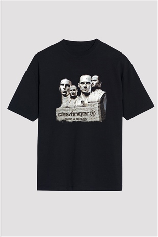 Clawfinger Baskılı Unisex Siyah Oversize Tişört
