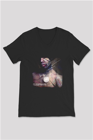 Clawfinger Baskılı Unisex Siyah V Yaka Tişört
