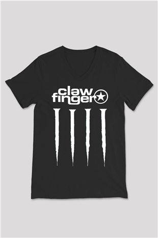 Clawfinger Siyah Unisex V Yaka Tişört