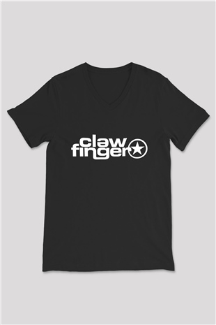 Clawfinger Siyah Unisex V Yaka Tişört