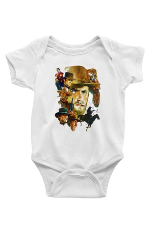 Clint Eastwood Baskılı Beyaz Unisex Bebek Body - Zıbın