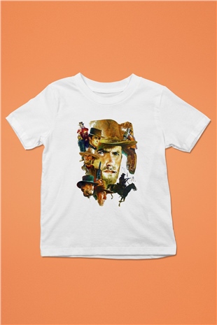 Clint Eastwood Baskılı Beyaz Unisex Çocuk Tişört