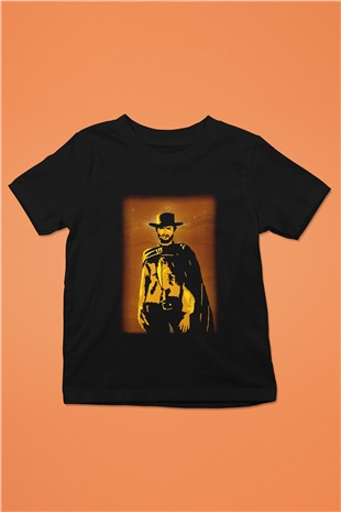 Clint Eastwood Baskılı Siyah Unisex Çocuk Tişört