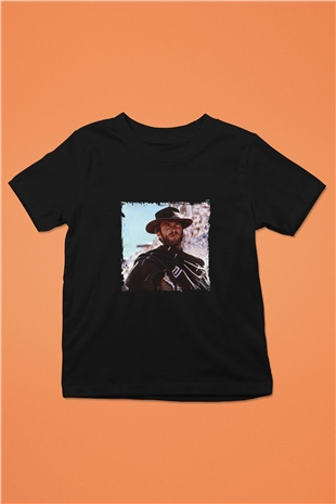 Clint Eastwood Baskılı Unisex Siyah Çocuk Tişört