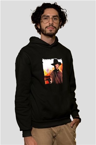 Clint Eastwood Baskılı Unisex Siyah Hoodie