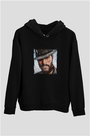 Clint Eastwood Baskılı Unisex Siyah Hoodie