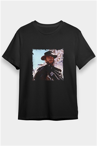 Clint Eastwood Baskılı Unisex Siyah Tişört