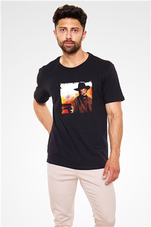 Clint Eastwood Baskılı Unisex Siyah Tişört