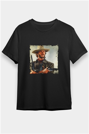 Clint Eastwood Baskılı Unisex Siyah Tişört