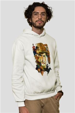Clint Eastwood Beyaz Unisex Kapşonlu Sweatshirt