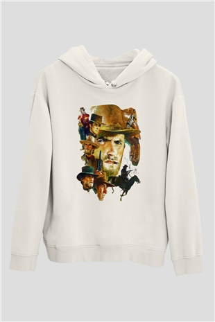 Clint Eastwood Beyaz Unisex Kapşonlu Sweatshirt
