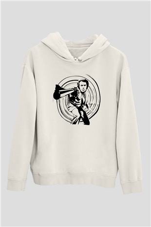 Clint Eastwood Beyaz Unisex Kapşonlu Sweatshirt