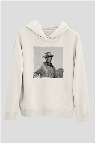 Clint Eastwood Beyaz Unisex Kapüşonlu Sweatshirt