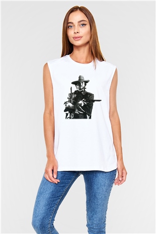 Clint Eastwood Beyaz Unisex Kolsuz Tişört