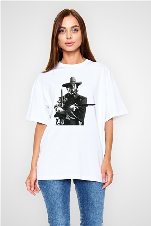 Clint Eastwood Beyaz Unisex Oversize Tişört T-Shirt