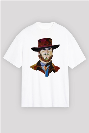 Clint Eastwood Beyaz Unisex Oversize Tişört T-Shirt