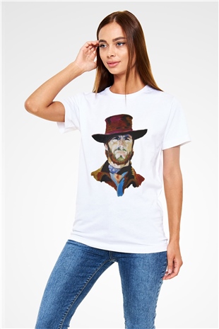 Clint Eastwood Beyaz Unisex Tişört T-Shirt - TişörtFabrikası
