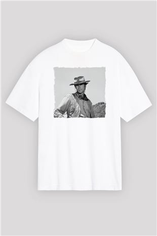 Clint Eastwood Beyaz Oversize Tişört Oversize T-shirt - TişörtFabrikası