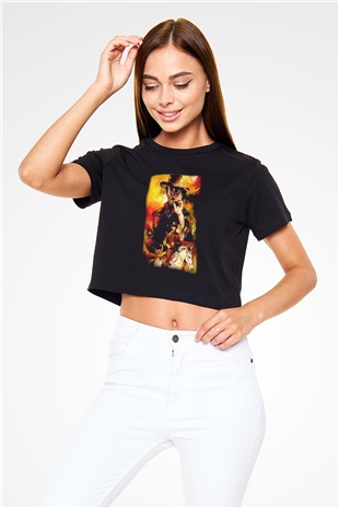 Clint Eastwood Siyah Crop Top Tişört